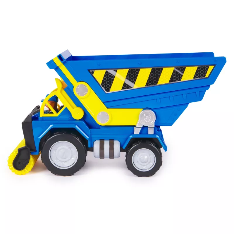 Rubble & Crew, Bark Yard Deluxe Camião basculante Veículo de construção com luzes, sons e figura de ação Wheeler, brinquedo para rapazes e raparigas a partir dos 3 anos