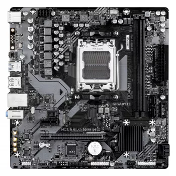 Placa-mãe GIGABYTE B840M H - CPUs AMD Ryzen 9000, VRM 5+2+2 fases, até 7200 MHz DDR5 (OC), 1xPCIe 4.0 M.2, LAN 1GbE, USB 3.2 Gen 1