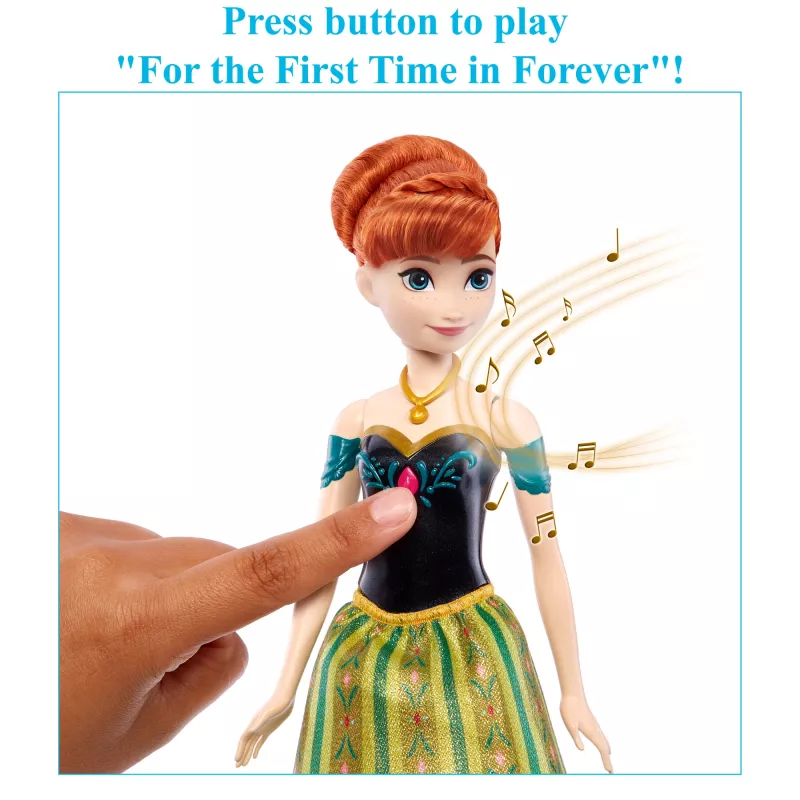Boneca Anna Cantante Disney Frozen – canta „Zum ersten Mal“ em 4 idiomas do filme