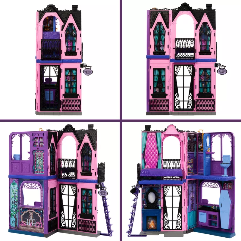 Monster High Boo-tique Hotel casa de bonecas com surpresas assustadoras em cada quarto e mais de 13 acessórios
