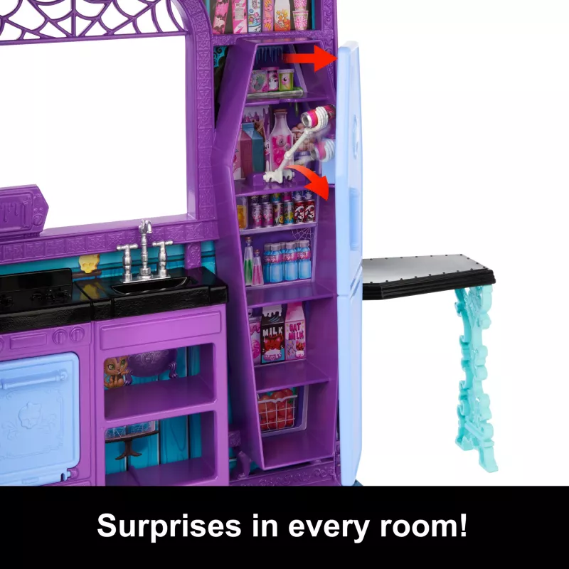 Monster High Boo-tique Hotel casa de bonecas com surpresas assustadoras em cada quarto e mais de 13 acessórios