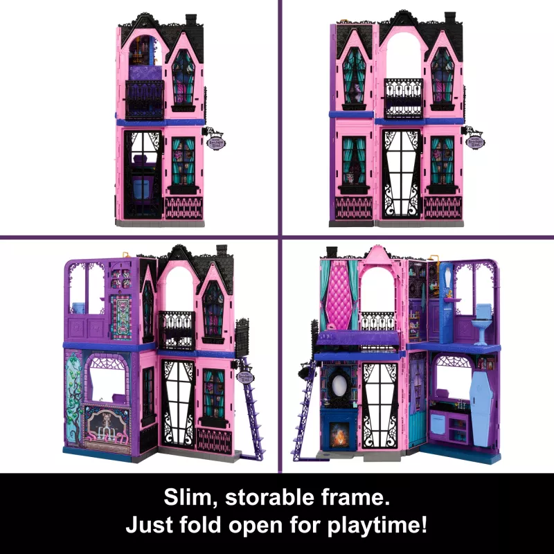 Monster High Boo-tique Hotel casa de bonecas com surpresas assustadoras em cada quarto e mais de 13 acessórios