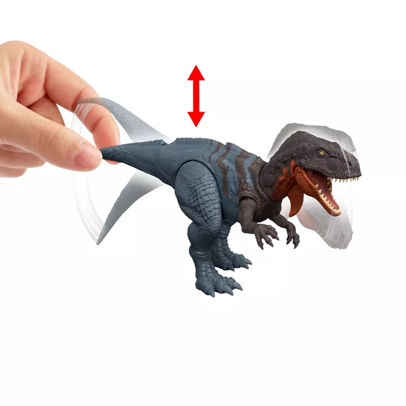 Jurassic World Rebirth Wild Roar Abelisaurus brinquedo de dinossauro, ataque controlado pela cauda e som