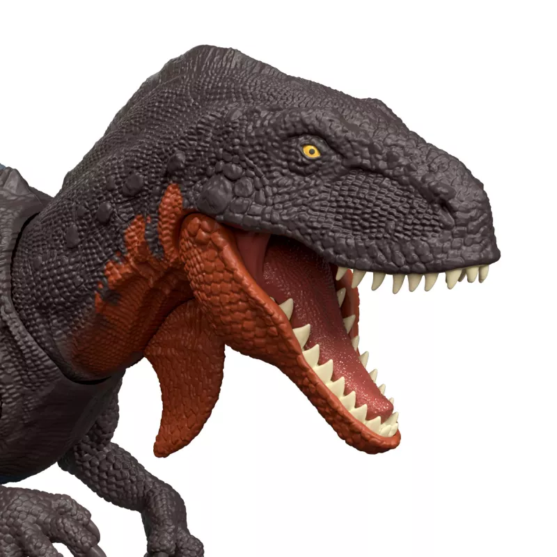 Jurassic World Rebirth Wild Roar Abelisaurus brinquedo de dinossauro, ataque controlado pela cauda e som