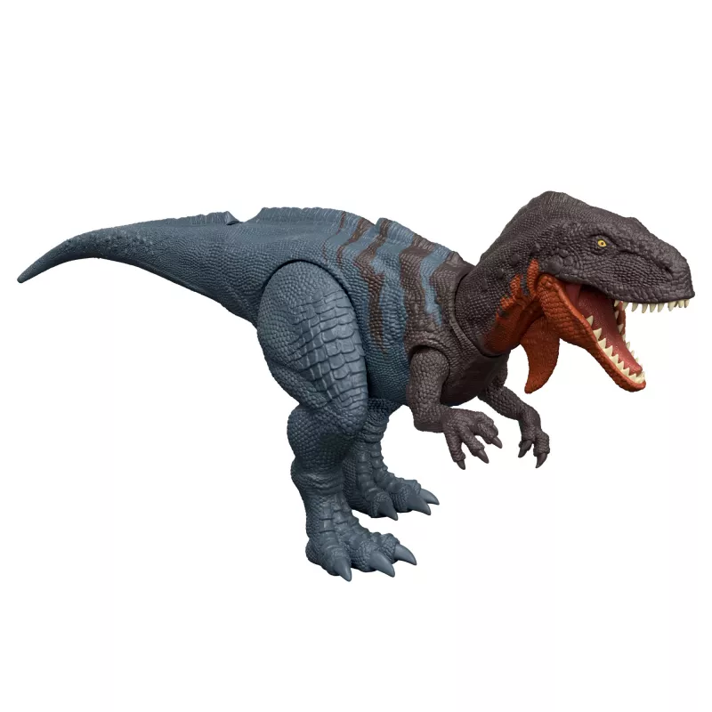 Jurassic World Rebirth Wild Roar Abelisaurus brinquedo de dinossauro, ataque controlado pela cauda e som