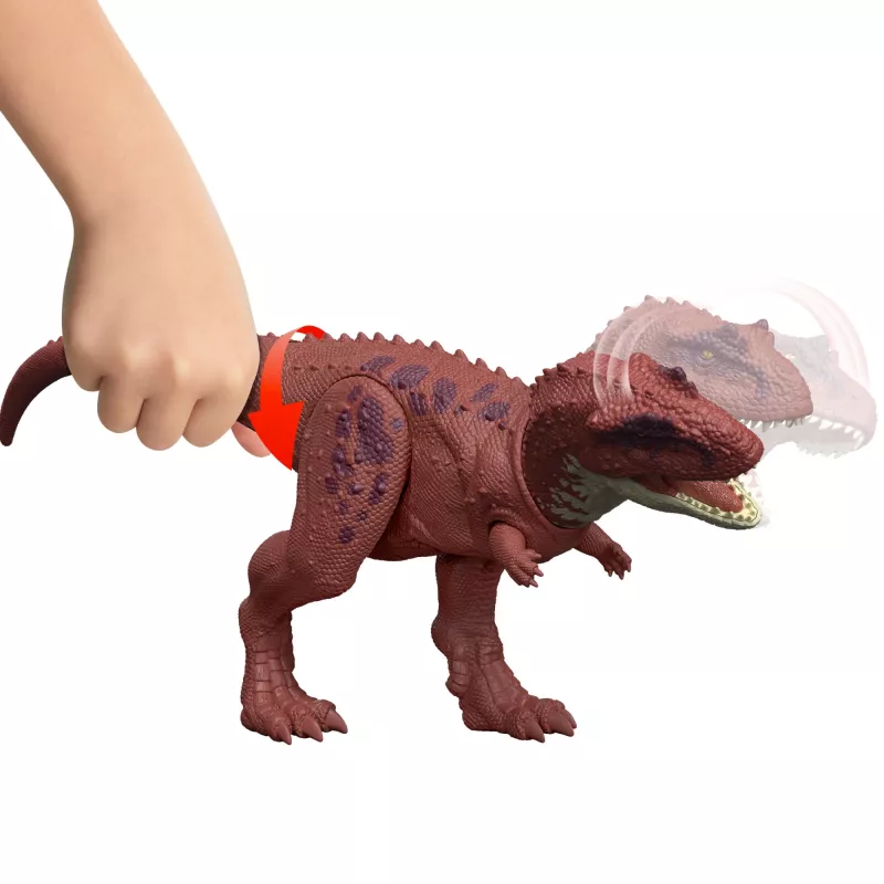 Jurassic World Rebirth Wild Roar Aucasaurus brinquedo de dinossauro, mordida de ataque controlada pela cauda e som