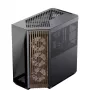 Caixa de torre APNX V1-W-BK-v3 com dois painéis laterais em vidro temperado e revestimento em madeira, preto