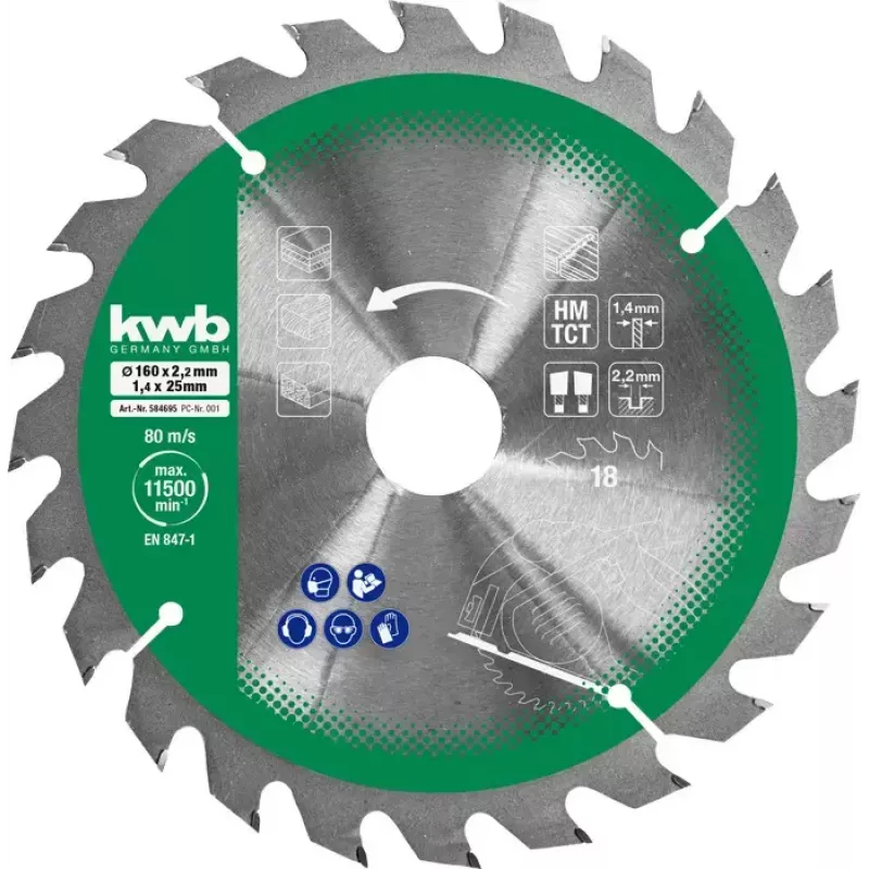 Conjunto de lâminas de serra circular Einhell-KWB 584795, Ø165mm, furo 20mm, 3 peças para aglomerado, madeira dura, contraplacado, plástico, madeira macia