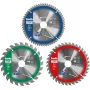 Conjunto de lâminas de serra circular Einhell-KWB 584795, Ø165mm, furo 20mm, 3 peças para aglomerado, madeira dura, contraplacado, plástico, madeira macia