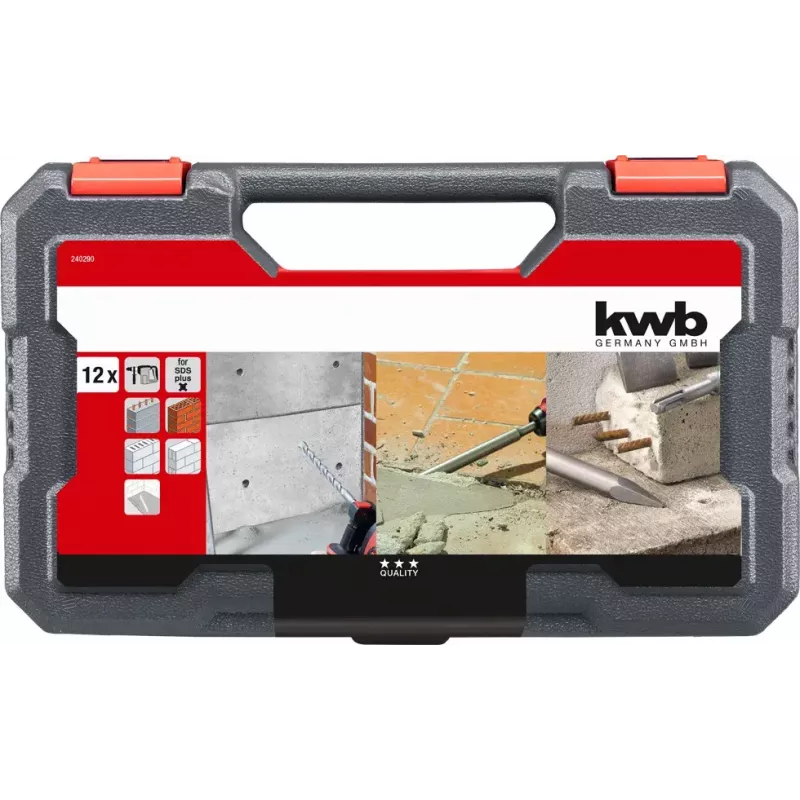 KWB 240290 Conjunto de escopros e brocas SDS-plus, 12 pcs., 5-16 mm