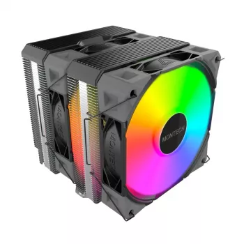 Refrigerador CPU Montech NX600 ARGB, preto, ventoinha de 120 mm, iluminação ARGB