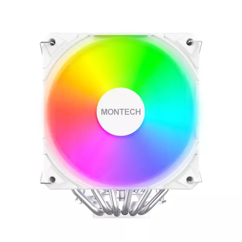 Refrigerador CPU de ar Montech NX600 ARGB ventoinha de 120 mm, branco, 800–2000 RPM, rolamento hidrodinâmico, compatível com AM4/AM5/LGA115x/1200/1700