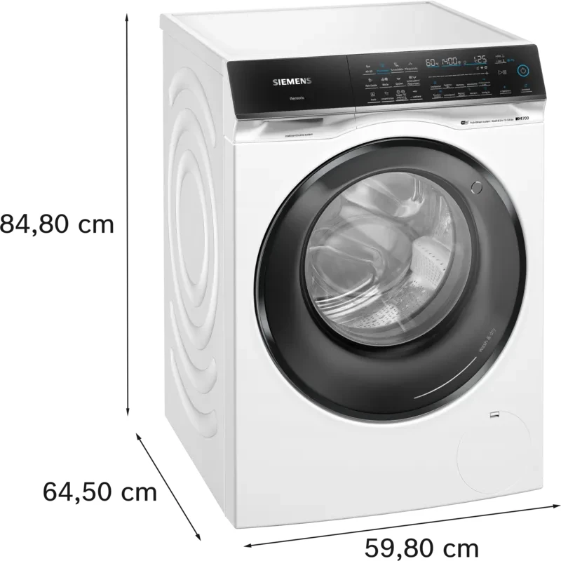 Máquina de lavar e secar roupa Siemens iQ700 WN54C2A40 de instalação livre carga frontal branca