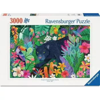 Puzzle Ravensburger Pantera na selva florida — 3000 peças, puzzle de lazer de grande formato