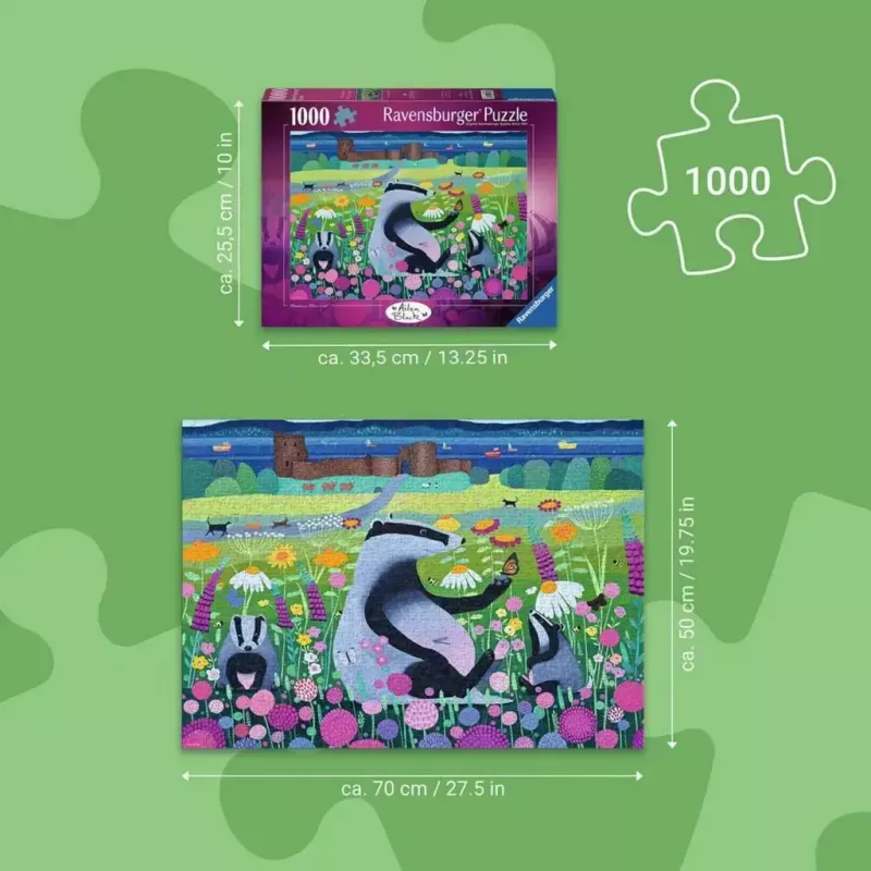 Puzzle Ravensburger Meadow Friends 1000 peças, adultos/jovens, peças clássicas encaixáveis