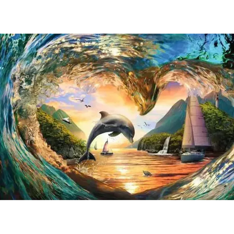 Puzzle Ravensburger Sunset Splash, 1000 peças, formato horizontal, 700 mm de largura