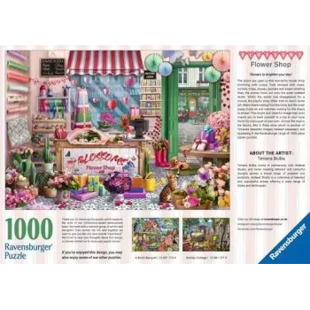 Puzzle Ravensburger Blossoms Flower Shop 1000 peças, 700 mm de largura