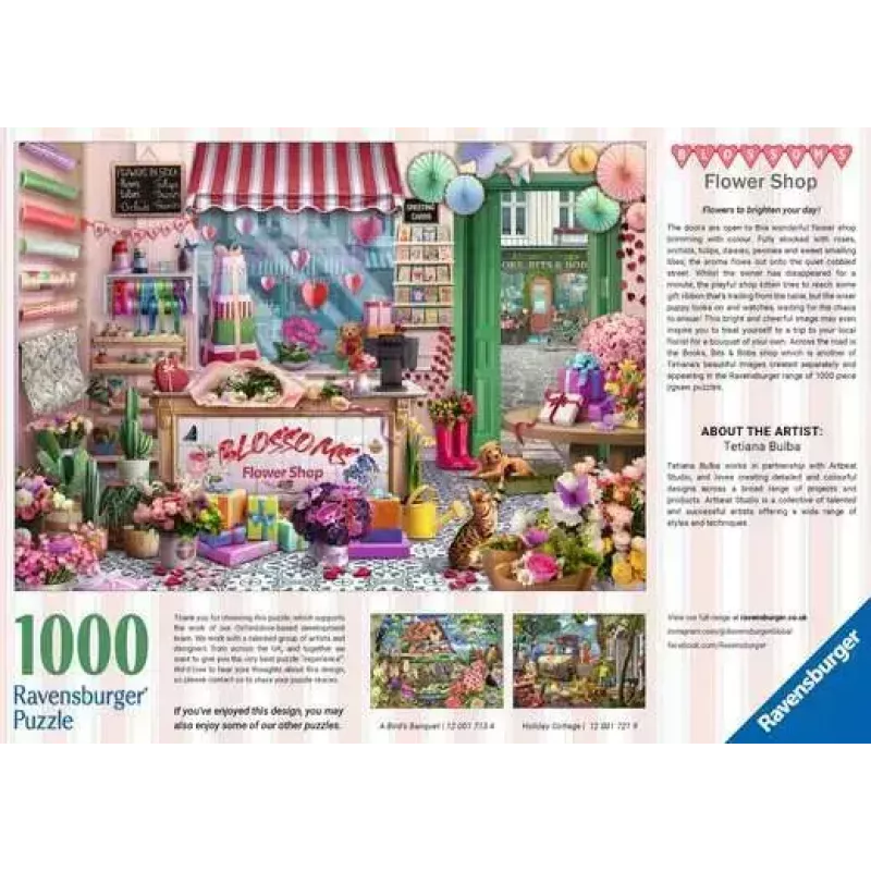 Puzzle Ravensburger Blossoms Flower Shop 1000 peças, 700 mm de largura