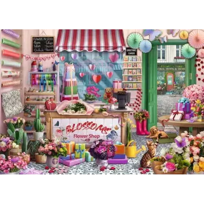 Puzzle Ravensburger Blossoms Flower Shop 1000 peças, 700 mm de largura