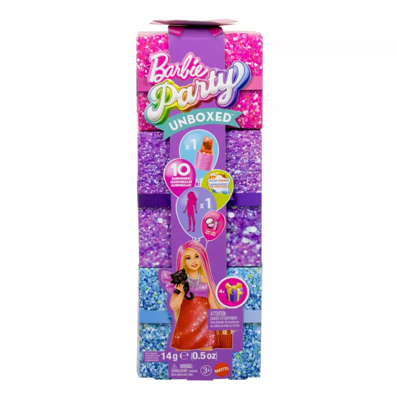Barbie Party Unboxed Glam Party Series boneca Red Sparkle e acessórios com 10 surpresas