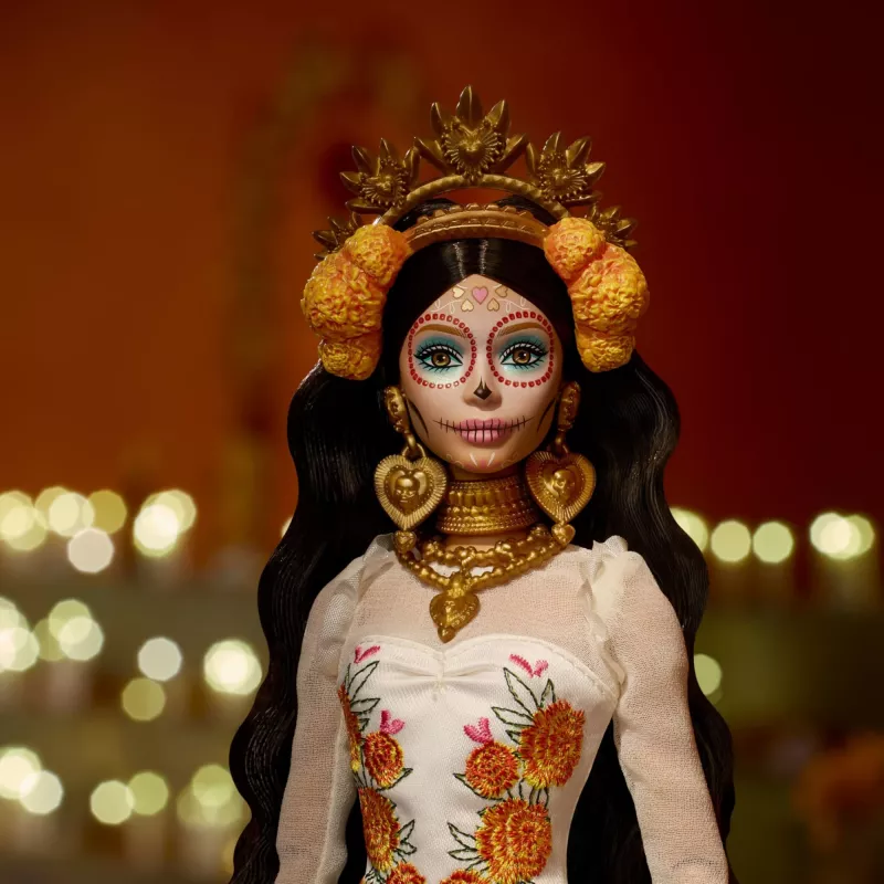 Barbie Signature Día De Muertos 2025 boneca de coleção com vestido creme de folhos
