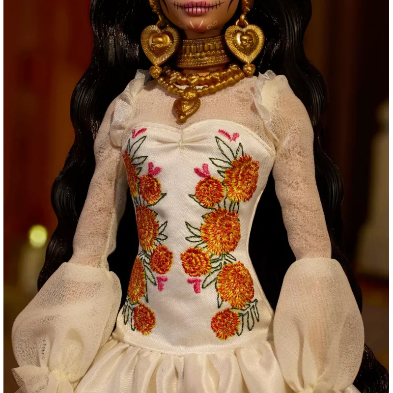 Barbie Signature Día De Muertos 2025 boneca de coleção com vestido creme de folhos