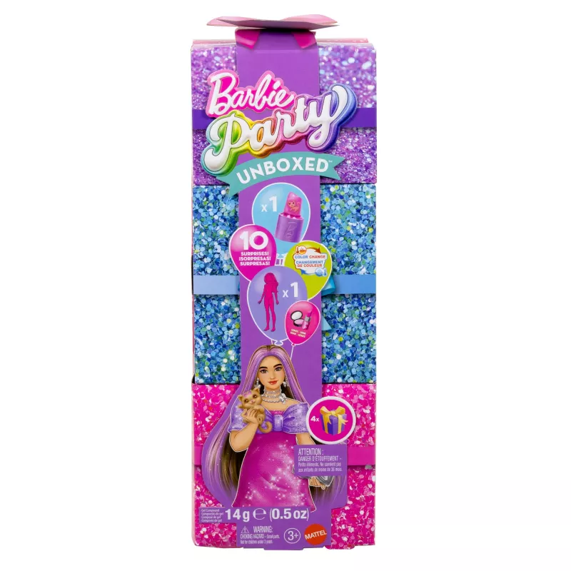 Conjunto de bonecas MATTEL Barbie Party Unboxed Reveal Set Curvy JFY67 – bonecas de moda Curvy e acessórios