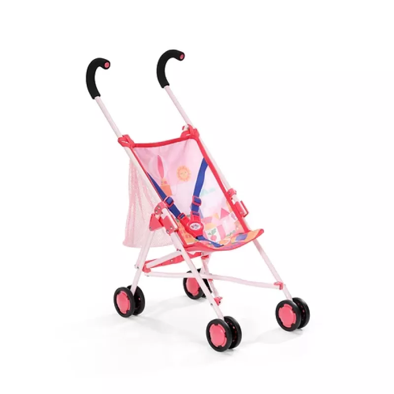 Carrinho de boneca BABY born com saco rosa