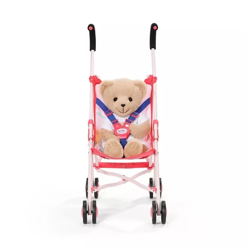 Carrinho de boneca BABY born com saco rosa