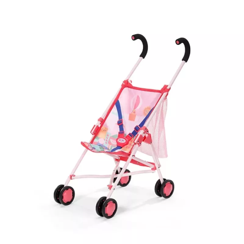 Carrinho de boneca BABY born com saco rosa