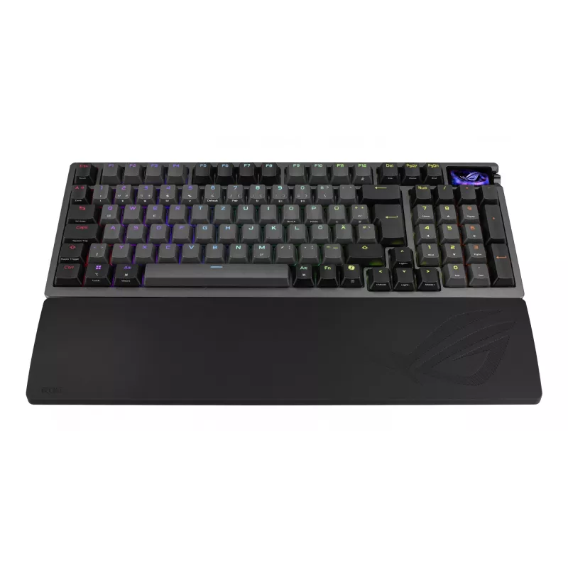 Teclado mecânico gaming ASUS ROG Azoth 96 HE — 96% QWERTZ, USB + RF Wireless + Bluetooth, switches mecânicos magnéticos, RGB, preto