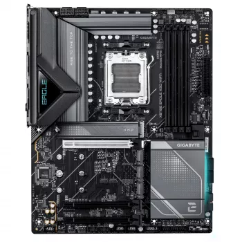 Placa-mãe GIGABYTE X870E EAGLE X3D WIFI7 - Compatível com CPUs AMD Ryzen 9000, VRM digital 14+2+2 fases, até 9000Hz DDR5 (OC), 1xPCIe 5.0 + 3xPCIe 4.0, Wi-Fi 7, 5GbE LAN, USB 4