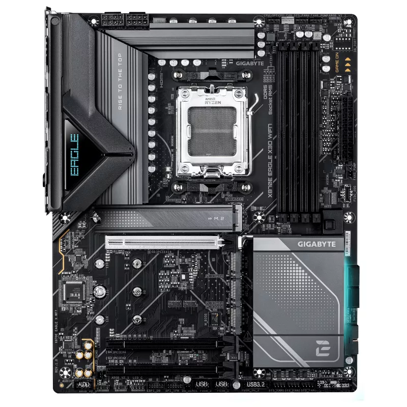 Placa-mãe GIGABYTE X870E EAGLE X3D WIFI7 - Compatível com CPUs AMD Ryzen 9000, VRM digital 14+2+2 fases, até 9000Hz DDR5 (OC), 1xPCIe 5.0 + 3xPCIe 4.0, Wi-Fi 7, 5GbE LAN, USB 4
