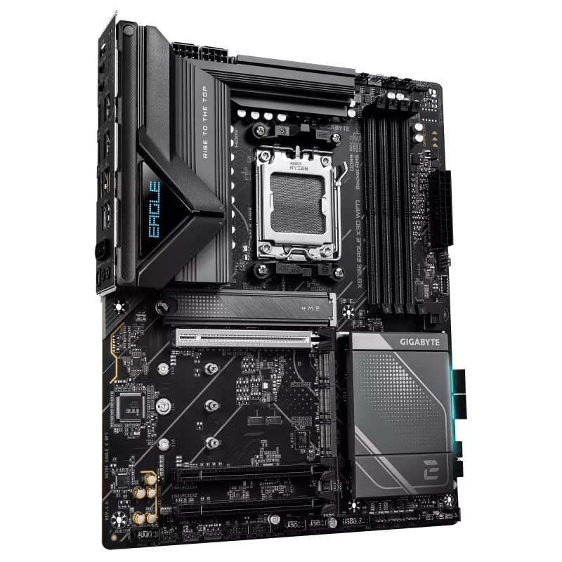 Placa-mãe GIGABYTE X870E EAGLE X3D WIFI7 - Compatível com CPUs AMD Ryzen 9000, VRM digital 14+2+2 fases, até 9000Hz DDR5 (OC), 1xPCIe 5.0 + 3xPCIe 4.0, Wi-Fi 7, 5GbE LAN, USB 4