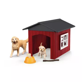 Animal Schleich FARM WORLD casota com Golden Retriever