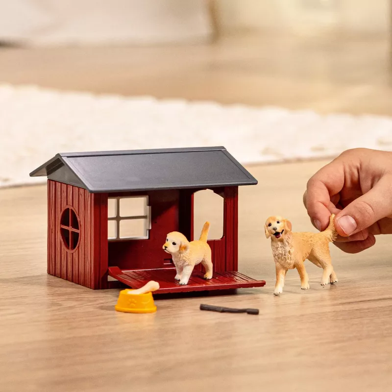 Animal Schleich FARM WORLD casota com Golden Retriever