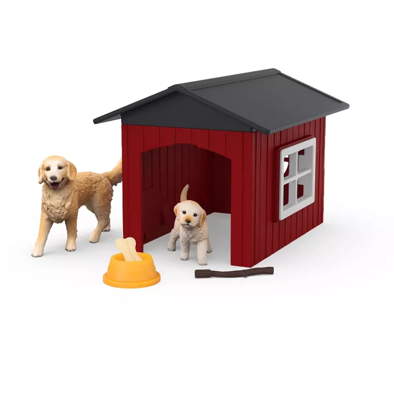 Animal Schleich FARM WORLD casota com Golden Retriever