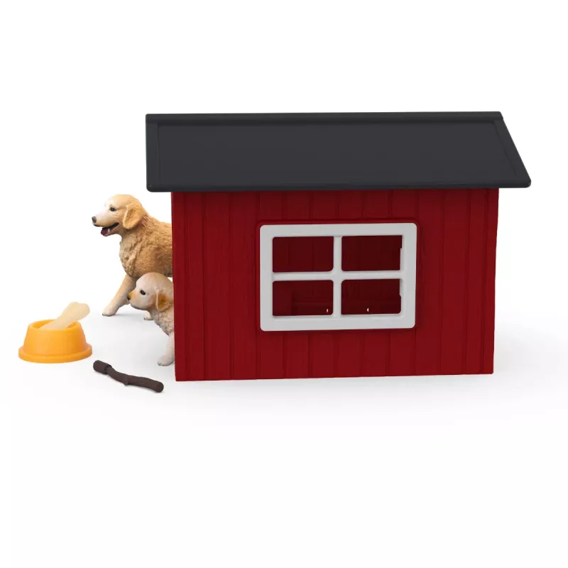 Animal Schleich FARM WORLD casota com Golden Retriever