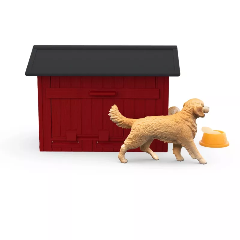 Animal Schleich FARM WORLD casota com Golden Retriever