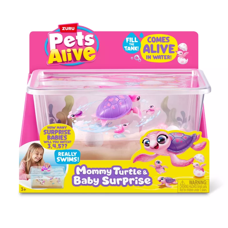 Brinquedo interativo Zuru Pets Alive Mommy Turtle Surprise, multicolor, pilha LR44