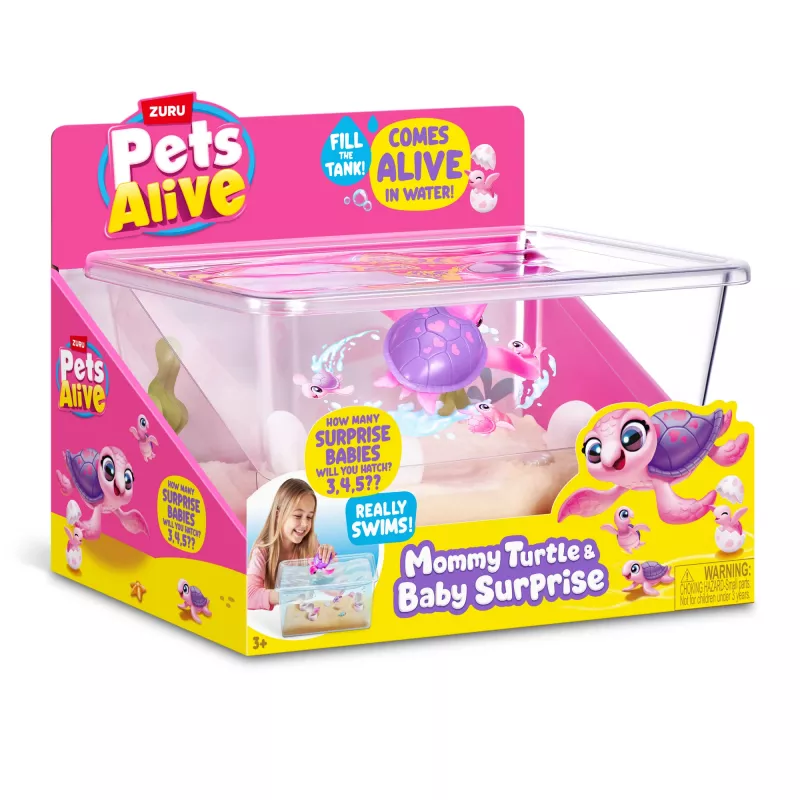 Brinquedo interativo Zuru Pets Alive Mommy Turtle Surprise, multicolor, pilha LR44
