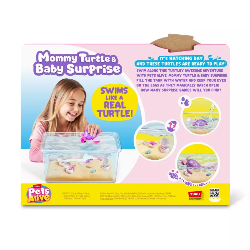 Brinquedo interativo Zuru Pets Alive Mommy Turtle Surprise, multicolor, pilha LR44