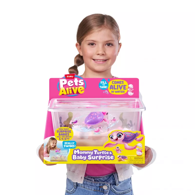 Brinquedo interativo Zuru Pets Alive Mommy Turtle Surprise, multicolor, pilha LR44
