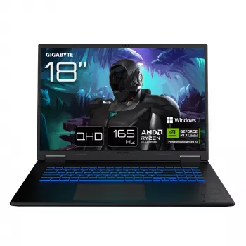 Portátil GIGABYTE GAMING A18 3VHK3DEC64SH AMD Ryzen™ 7 260 45,7 cm (18 polegadas) WQXGA 32 GB DDR5-SDRAM 1 TB SSD NVIDIA GeForce RTX 5060 Wi-Fi 6E (802.11ax) Windows 11 Home preto