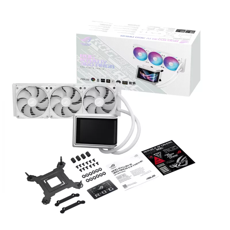 Refrigeração líquida All-in-One ASUS ROG RYUO IV 360 ARGB WHT – radiador de 360 mm, ventoinha de 120 mm, branco