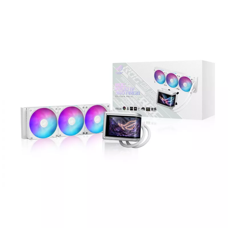 Refrigeração líquida All-in-One ASUS ROG RYUO IV 360 ARGB WHT – radiador de 360 mm, ventoinha de 120 mm, branco