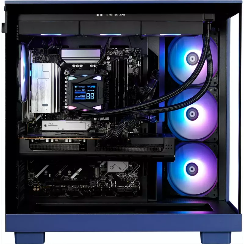 PC gaming desktop THERMALTAKE FTW V380XL 9070XT roxo/transparente com Windows 11 Pro