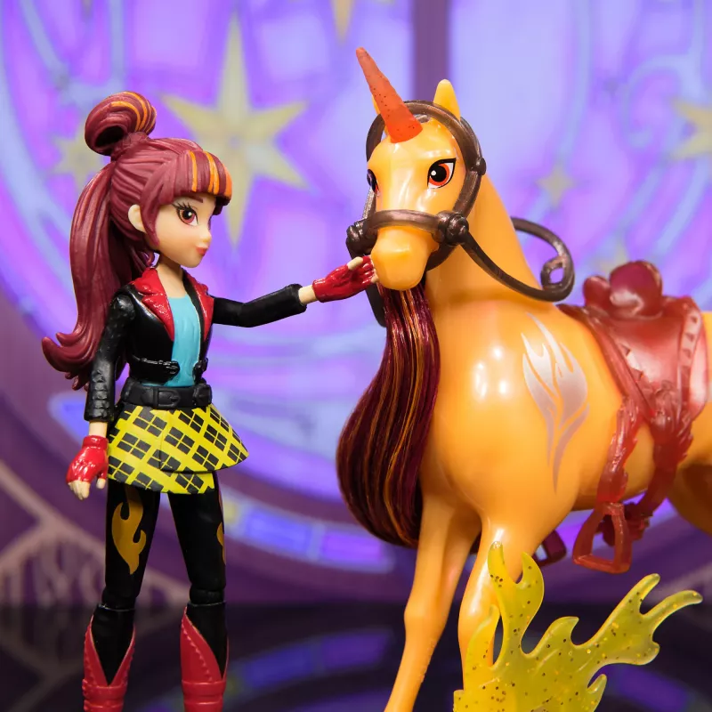 Unicorn Academy, Conjunto Valentina & Cinder Power of Friendship, ideia de presente de Páscoa, bonecas e brinquedo de unicórnio, inclui sela translúcida e 2 acessórios de poder