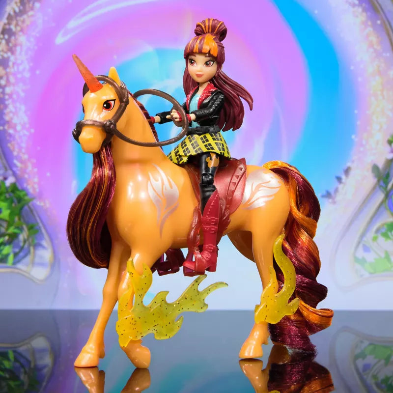 Unicorn Academy, Conjunto Valentina & Cinder Power of Friendship, ideia de presente de Páscoa, bonecas e brinquedo de unicórnio, inclui sela translúcida e 2 acessórios de poder