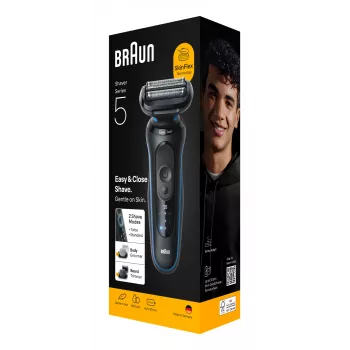 Máquina de barbear BRAUN Series 5 52-B1650S – lâmina 3-fach, bateria de iões de lítio, barbear a seco e molhado, aparador, azul